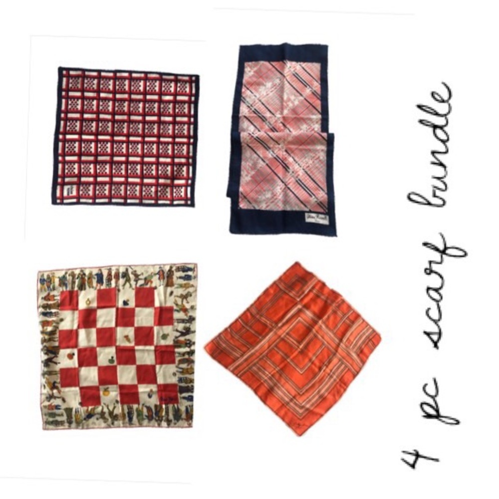 Set Of 4 Vintage Patterned Scarves - image 1